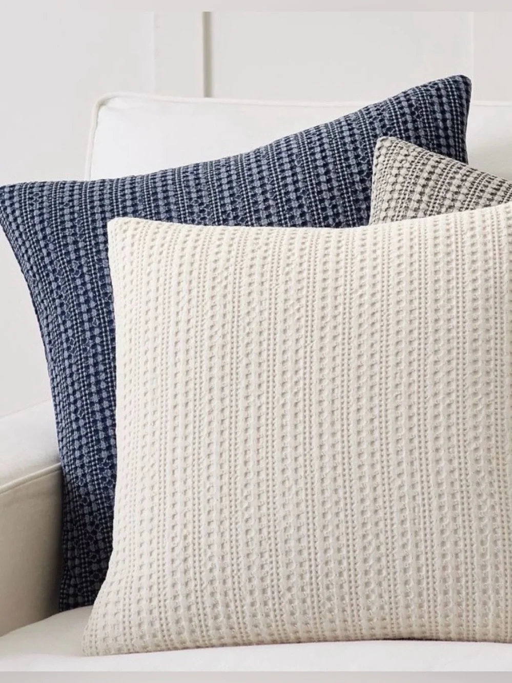 Pottery Barn Honeycomb Textured Pillow Cover, Lot of 2, Sailor Navy Blue, 18” - Picture 10 of 10